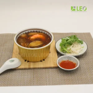 Khay nhôm tròn cao cấp 960ml đựng súp mang đi sang trọng, tiện lợi dùng ngay trên bàn ăn