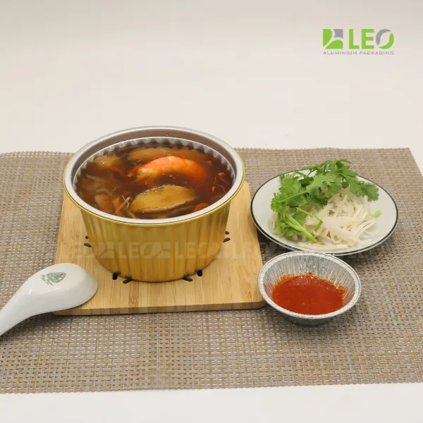 Khay nhôm tròn cao cấp 960ml đóng gói súp mang đi sang trọng, tiện lợi dùng ngay trên bàn ăn