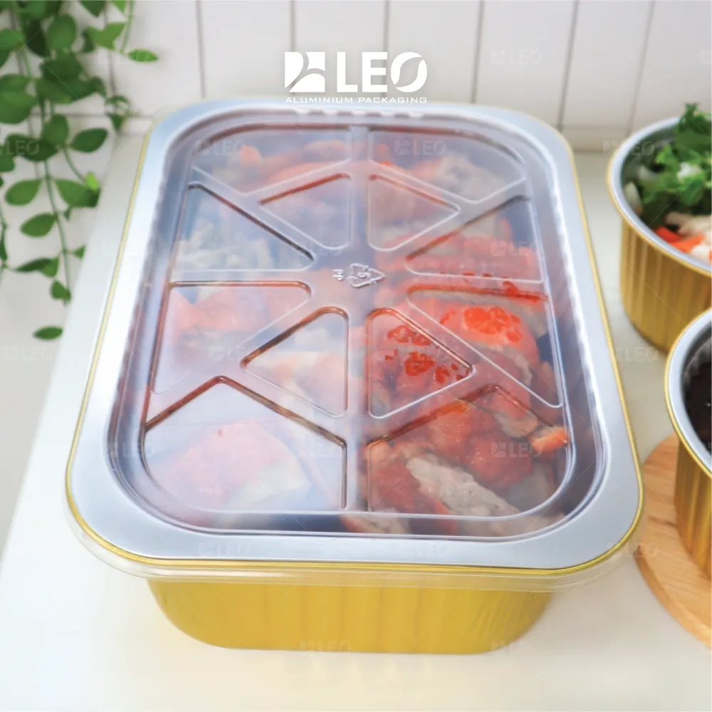 Vịt quay đựng trong khay nhôm nắp nhựa LEO