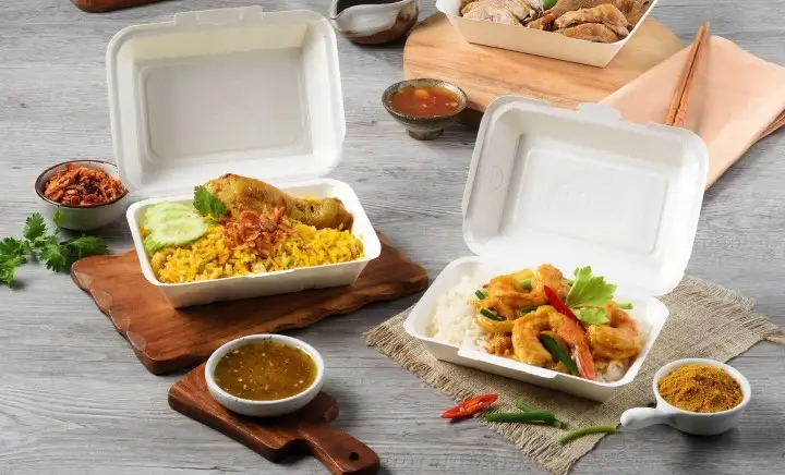 Cơm gà đựng trong hộp nhựa hiện nay trên thị trường