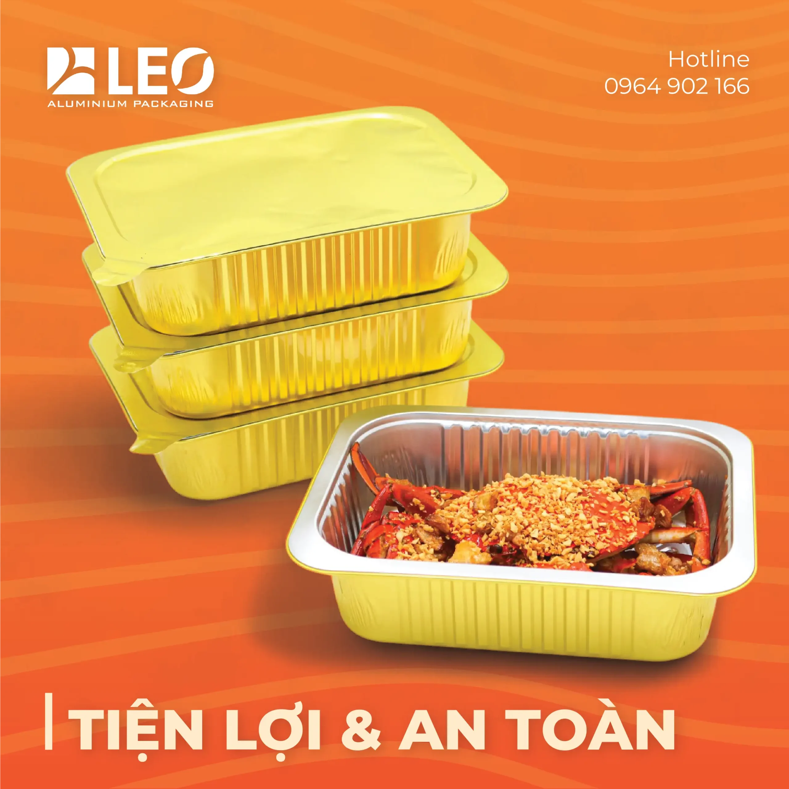 Hải sản đóng gói trong khay nhôm