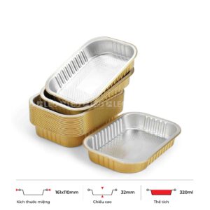 Khay nhôm cao cấp chữ nhật 320ml