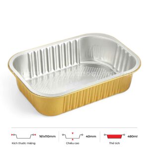 Khay nhôm cao cấp chữ nhật 480ml