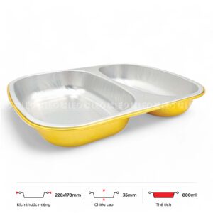 Khay nhôm đựng cơm 2 ngăn 800ml