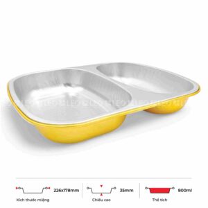 Khay nhôm đựng cơm 2 ngăn 800ml
