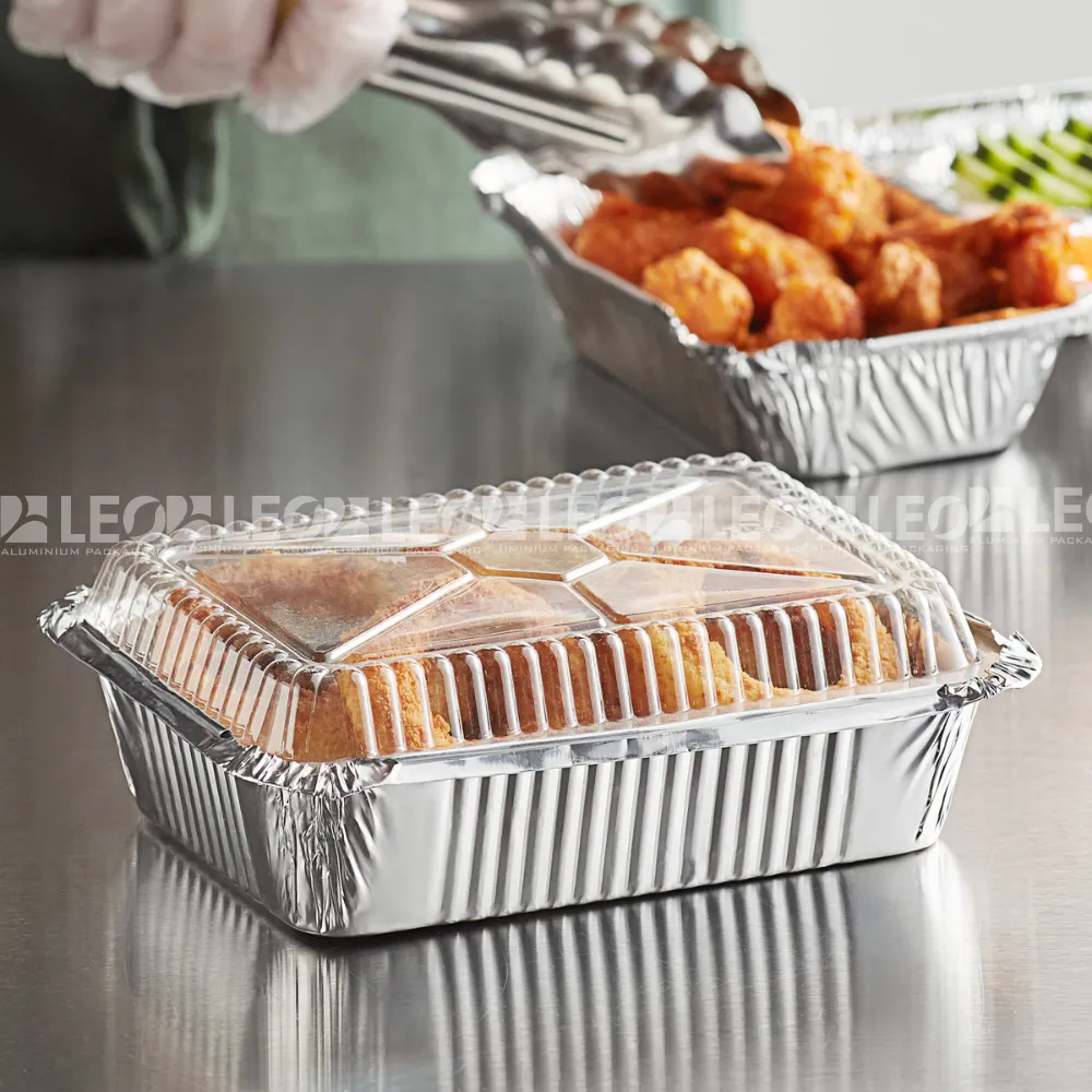 Ảnh nghệ thuật thực tế khay nhôm phổ thông hình chữ nhật 1720ml từ LEO Aluminium Packaging đựng món ăn đã qua chế biến