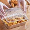 Ảnh nghệ thuật thực tế khay nhôm phổ thông hình chữ nhật 420ml từ LEO Aluminium Packaging đựng khoai tây chiên