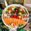 Ảnh thực tế dĩa nhôm tròn cao cấp 900ml đựng sashimi