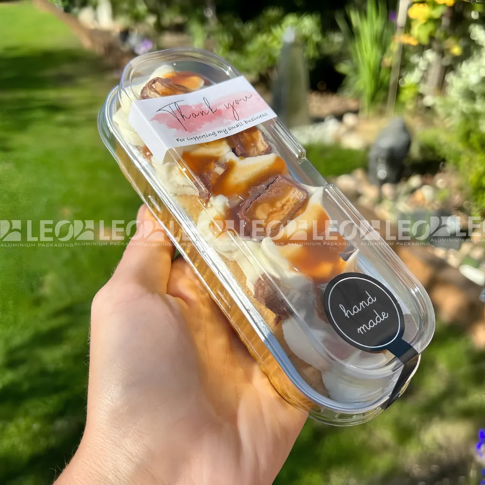 Ảnh thực tế khay nhôm đựng bánh chữ nhật cao cấp 200ml đựng bánh mì chuối