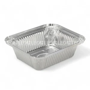 Cận cảnh chiều cao khay nhôm phổ thông hình chữ nhật 420ml từ LEO Aluminium Packaging