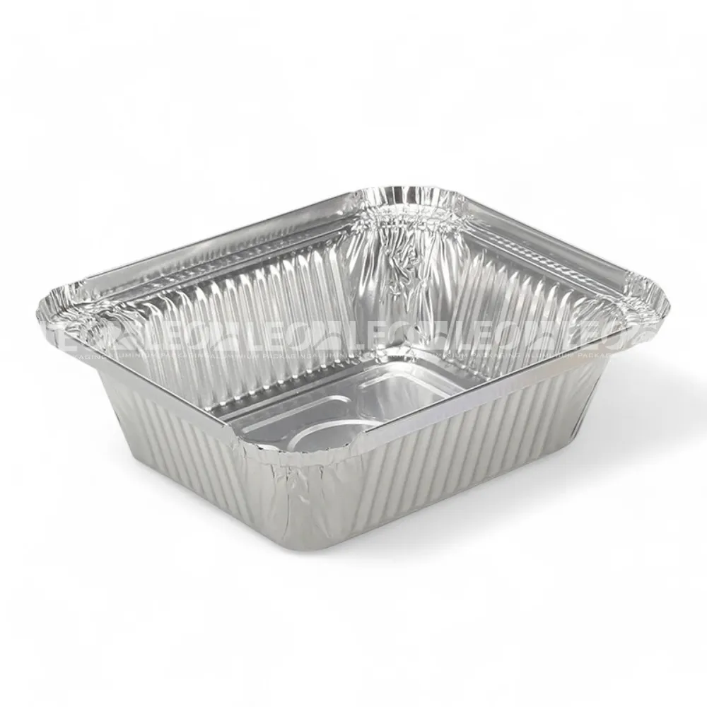 Cận cảnh chiều cao khay nhôm phổ thông hình chữ nhật 420ml từ LEO Aluminium Packaging