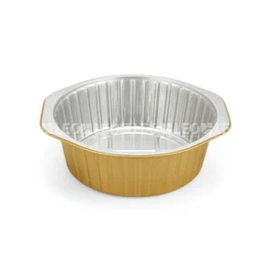 Cận cảnh độ sâu lòng & độ rộng miệng khay nhôm tròn cao cấp 1400ml từ LEO Aluminium Packaging