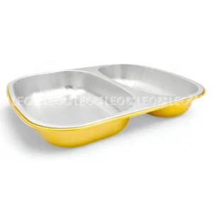 Cận cảnh lòng khay nhôm đựng cơm 2 ngăn cao cấp 800ml từ LEO Aluminium Packaging