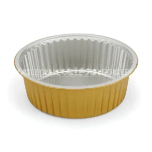 Cận cảnh độ sâu lòng & kích thước miệng khay nhôm tròn cao cấp 2870ml từ LEO Aluminium Packaging