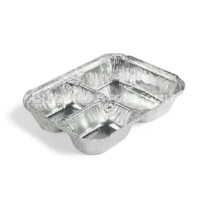 Cận cảnh độ sâu lòng khay nhôm phổ thông 3 ngăn 700ml từ LEO Aluminium Packaging