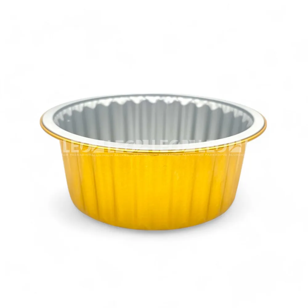 Cận cảnh độ sâu lòng của khay nhôm tròn cao cấp 570ml từ LEO Aluminium Packaging