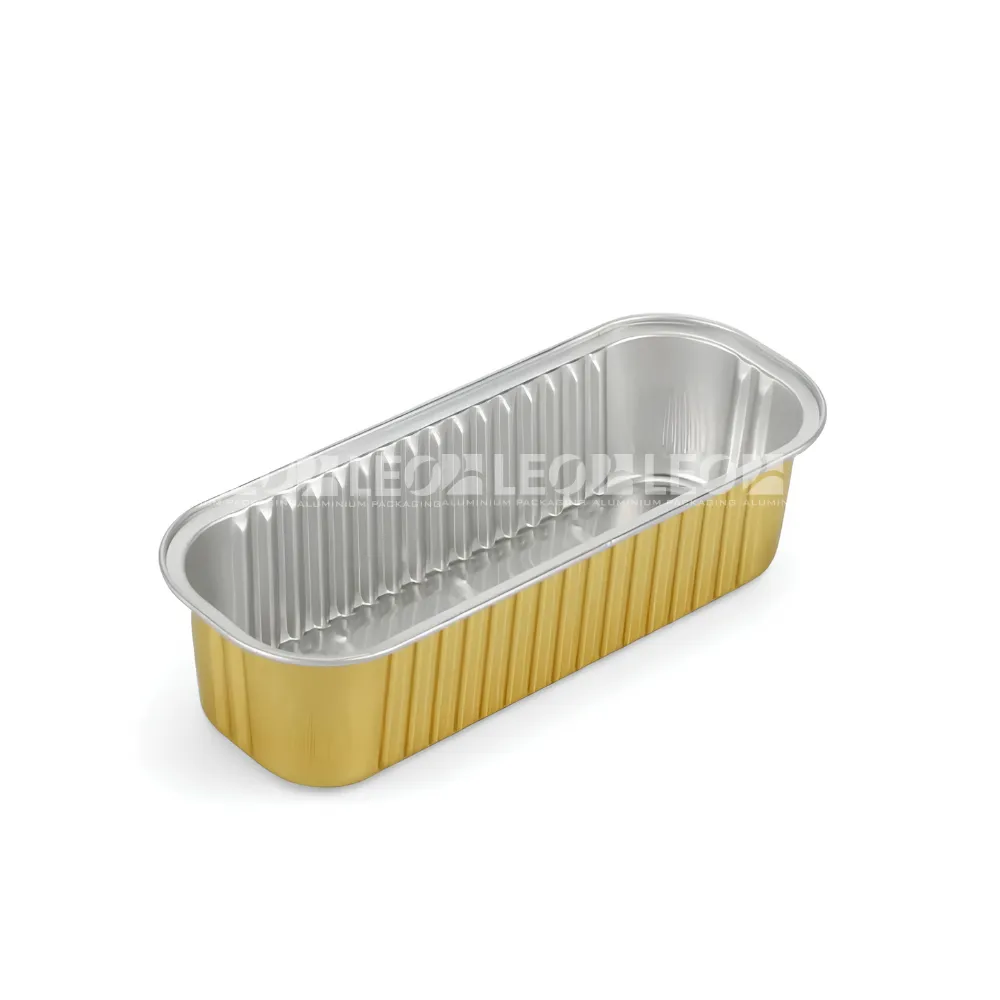 Cận cảnh độ sâu lòng của khay nhôm bánh hình chữ nhật cao cấp 270ml từ LEO Aluminium Packaging