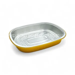 Cận cảnh độ sâu lòng & thiết kế vành khay của khay nhôm oval cao cấp 425ml từ LEO Aluminium Packaging