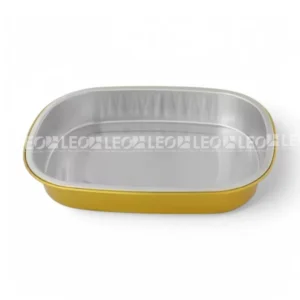 Cận cảnh lòng khay & thiết kế vành khay của khay nhôm oval cao cấp 740ml từ LEO Aluminium Packaging