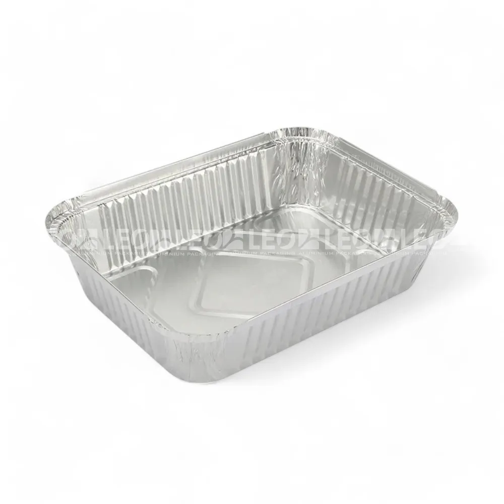 Cận cảnh độ sâu lòng khay nhôm phổ thông hình chữ nhật 3200ml từ LEO Aluminium Packaging