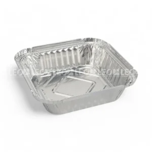 Cận cảnh vành khay & độ sâu lòng khay nhôm phổ thông vuông 540ml từ LEO Aluminium Packaging