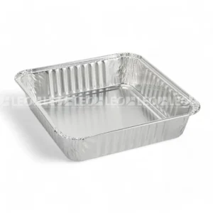 Cận cảnh vành khay & độ sâu lòng khay nhôm phổ thông vuông 880ml từ LEO Aluminium Packaging