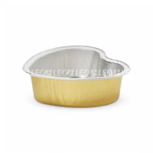 Cận cảnh lòng & vành khay phẳng của khay nhôm bánh hình trái tim cao cấp 100ml từ LEO Aluminium Packaging