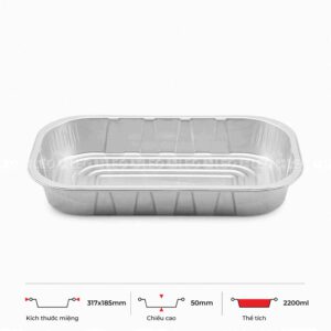 Khay nhôm chữ nhật cao cấp 2200ml