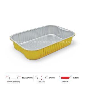 Khay nhôm cao cấp chữ nhật 3588ml