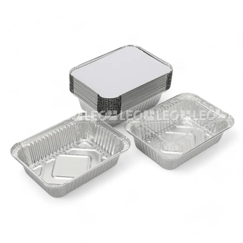 Cận cảnh chiều cao khay nhôm phổ thông hình chữ nhật 420ml từ LEO Aluminium Packaging