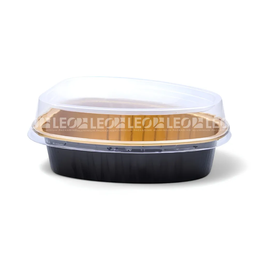 Khay nhôm oval cao cấp 100ml & nắp nhựa đi kèm thực tế