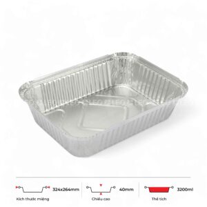Khay nhôm chữ nhật 3200ml