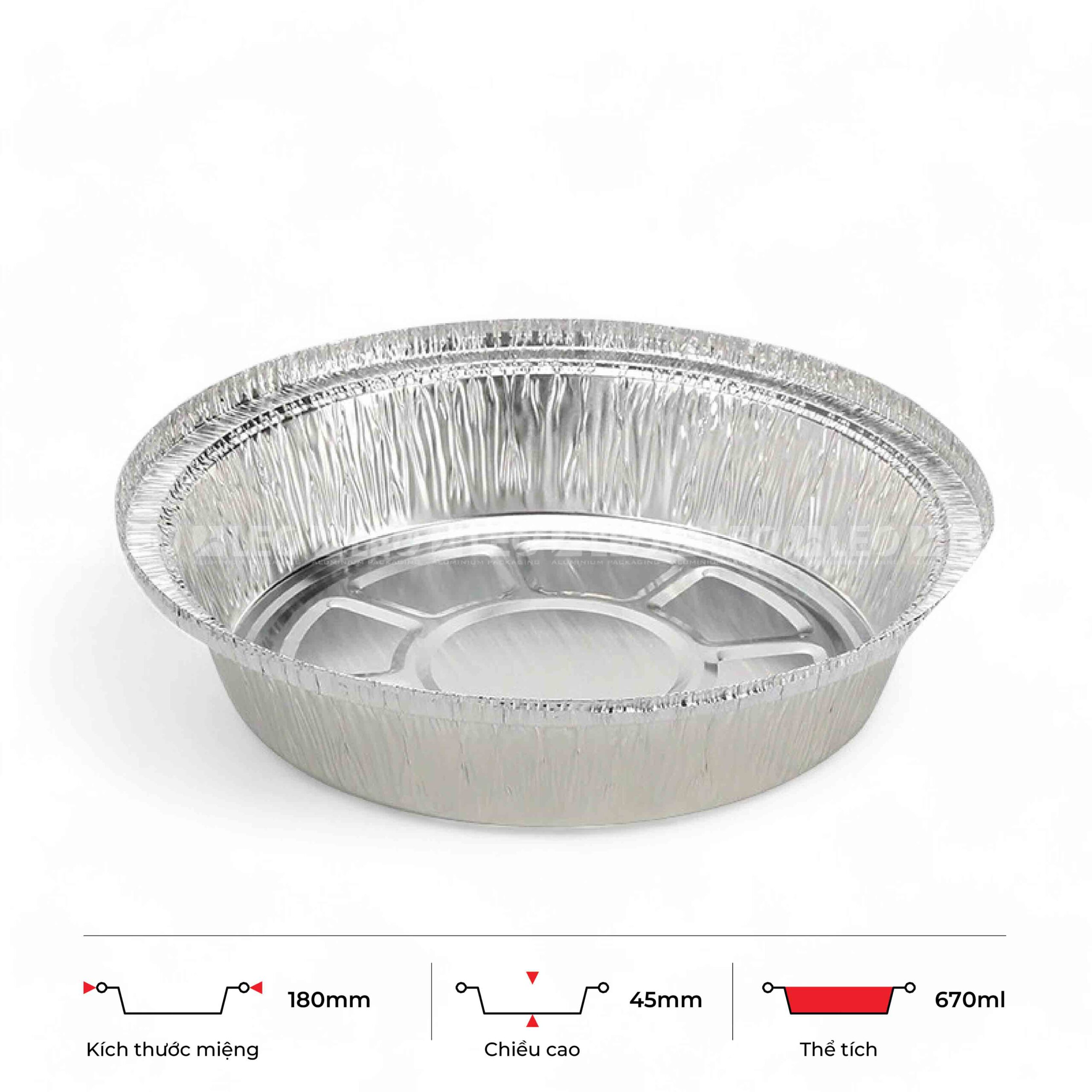 Khay nhôm tròn 670ml 3 Khay nhôm tròn 670ml
