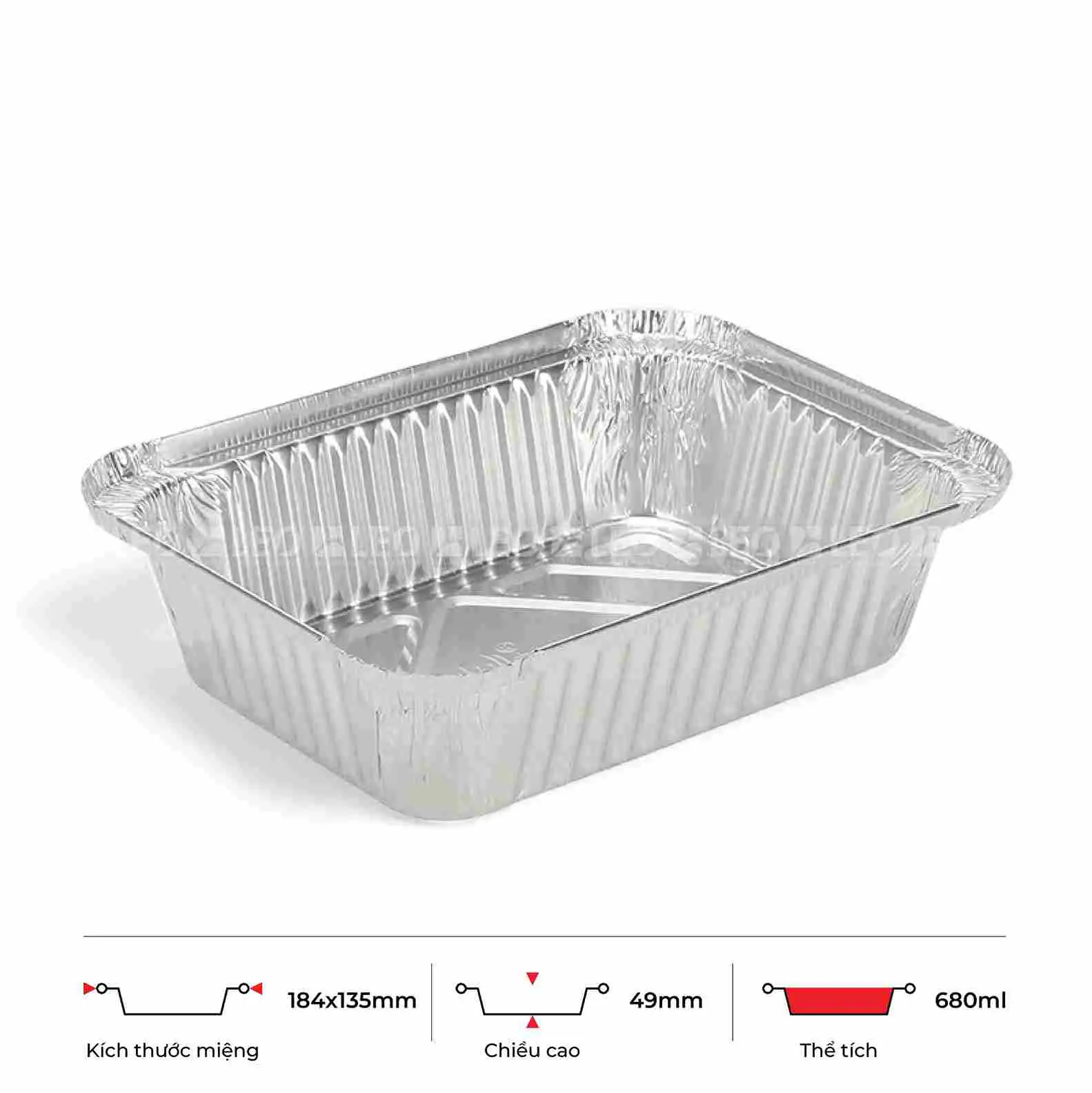 Khay nhôm chữ nhật 680ml 3 Khay nhôm chữ nhật 680ml