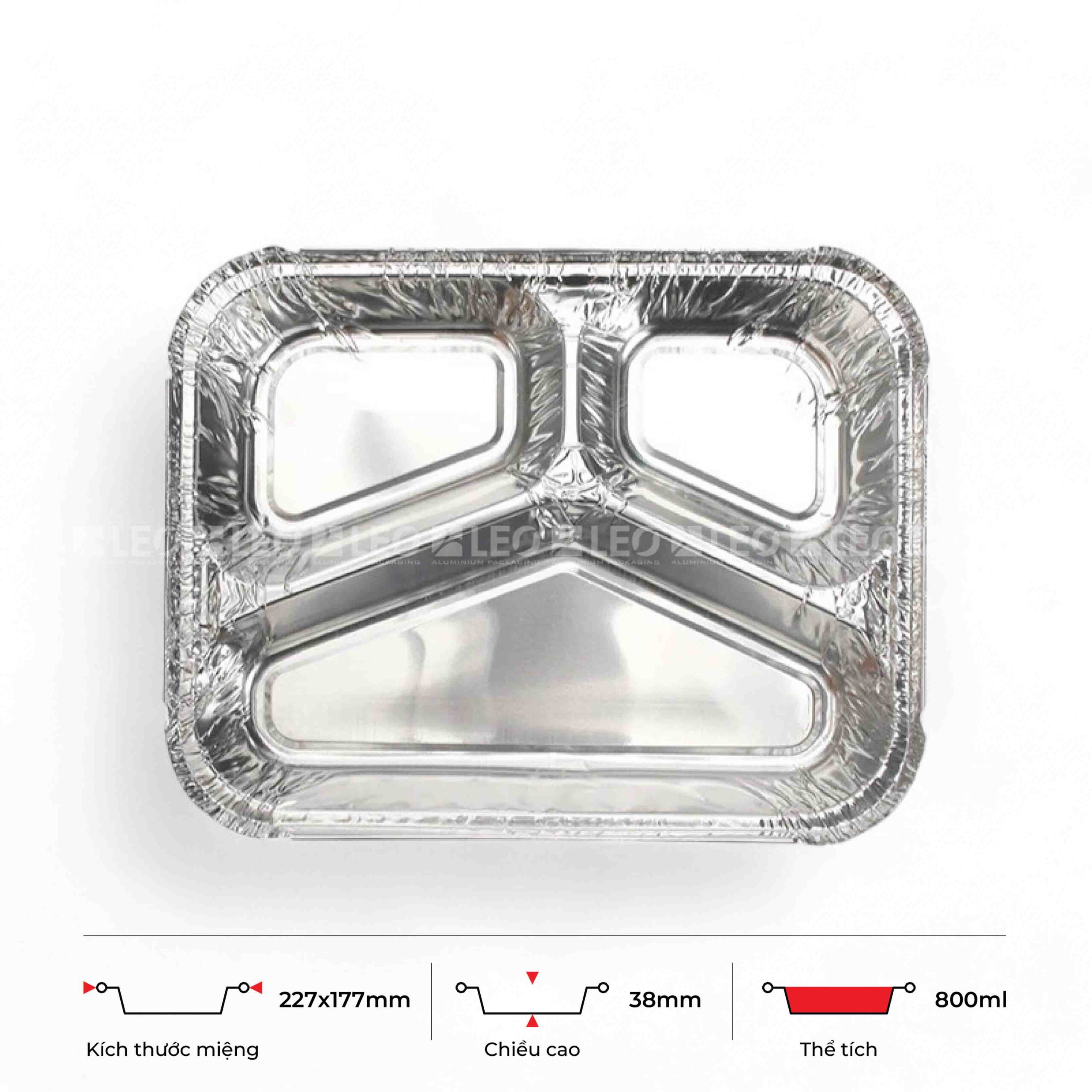 Khay nhôm đựng cơm 3 ngăn 800ml 3 Khay nhôm 3 ngăn 700ml