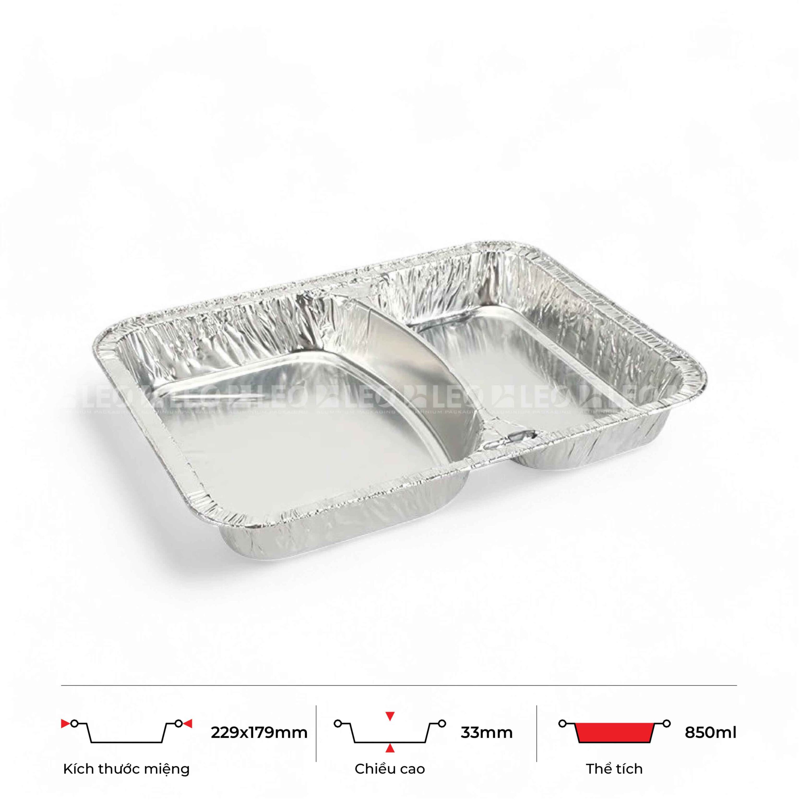 Khay nhôm đựng cơm 2 ngăn 850ml 3 Khay nhôm 2 ngăn 850ml