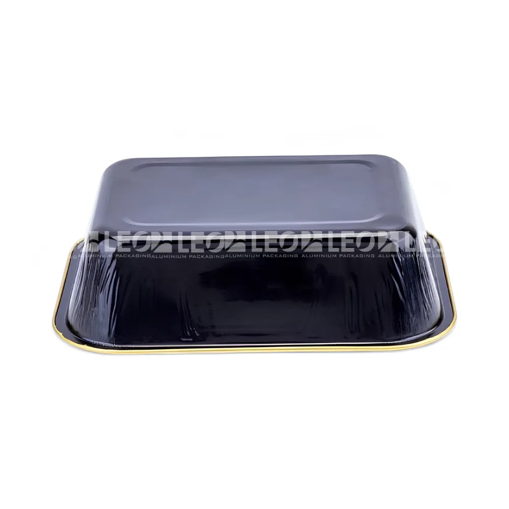 Mặt đáy khay nhôm bánh chữ nhật cao cấp 280ml từ LEO Aluminium Packaging phiên bản màu đen