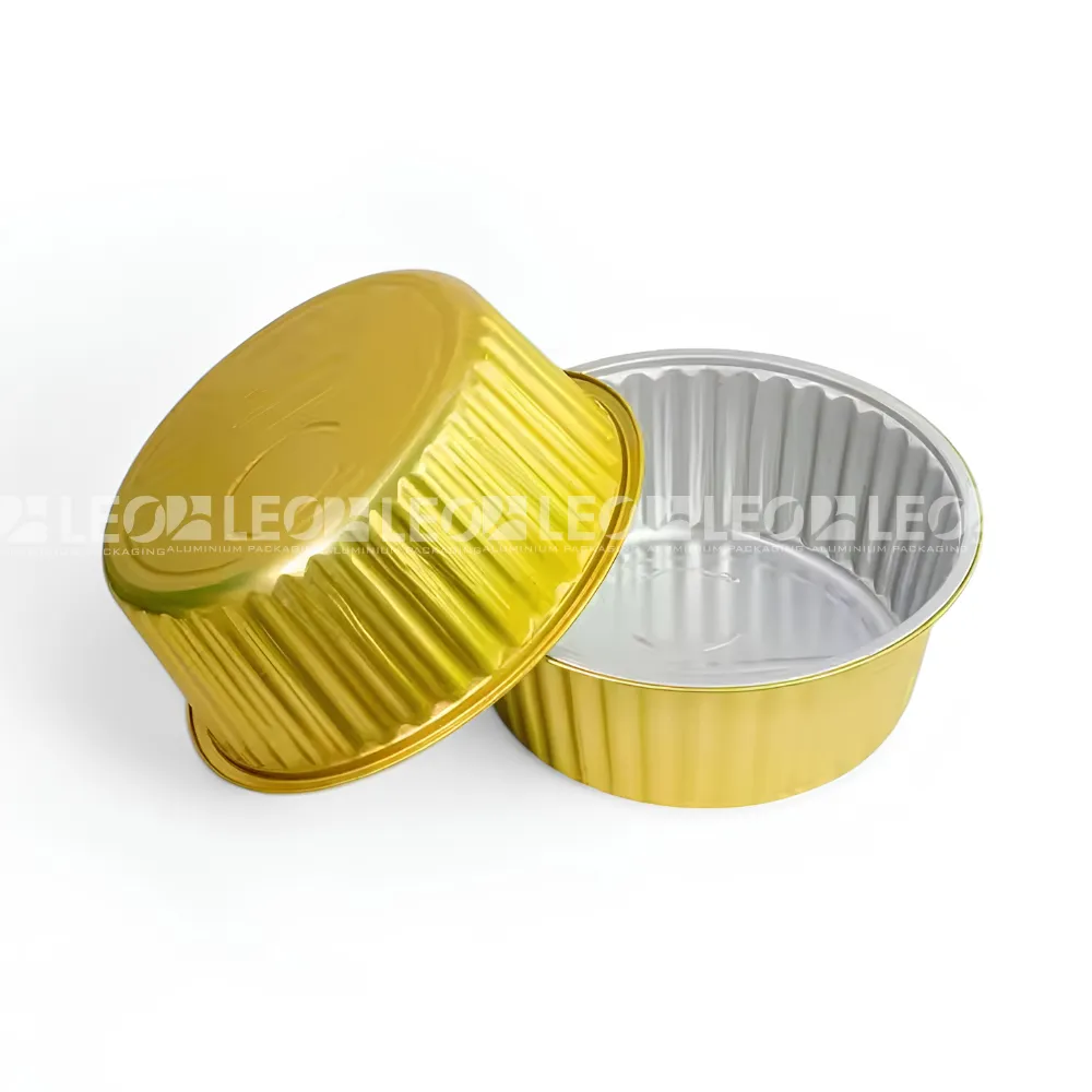 Mặt đáy khay nhôm tròn cao cấp 2000ml từ LEO Aluminium Packaging thể hiện chiều cao thực tế của khay