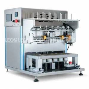 Cận cảnh mặt hông máy gắp seal tự động từ LEO Aluminium Packaging