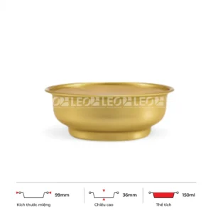 Thông số kích thước chén nhôm tròn cao cấp 150ml LEO miệng 99mm, chiều cao 36mm