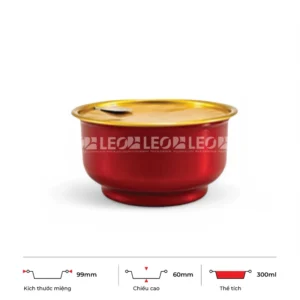 Thông số kích thước chén nhôm tròn cao cấp 300ml LEO miệng 99mm, chiều cao 60mm