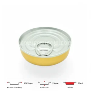 Thông số kích thước chén nhôm tròn cao cấp 50ml LEO miệng 63mm, chiều cao 23mm