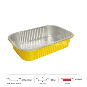 Thông số kích thước khay nhôm 1000ml LEO miệng 220x149mm