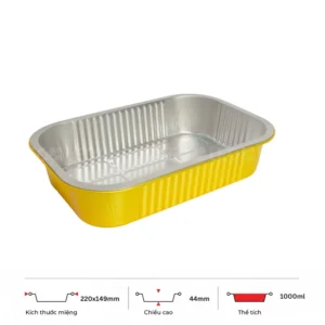 Thông số kích thước khay nhôm 1000ml LEO miệng 220x149mm