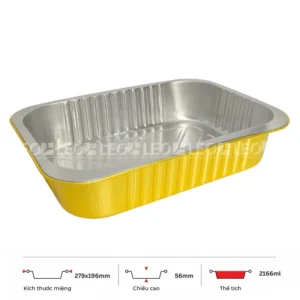 Thông số kích thước khay nhôm 2166ml LEO miệng 279x196mm, chiều cao 56mm