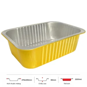 Thông số kích thước khay nhôm 3300ml LEO miệng 279x196mm, cao 85mm