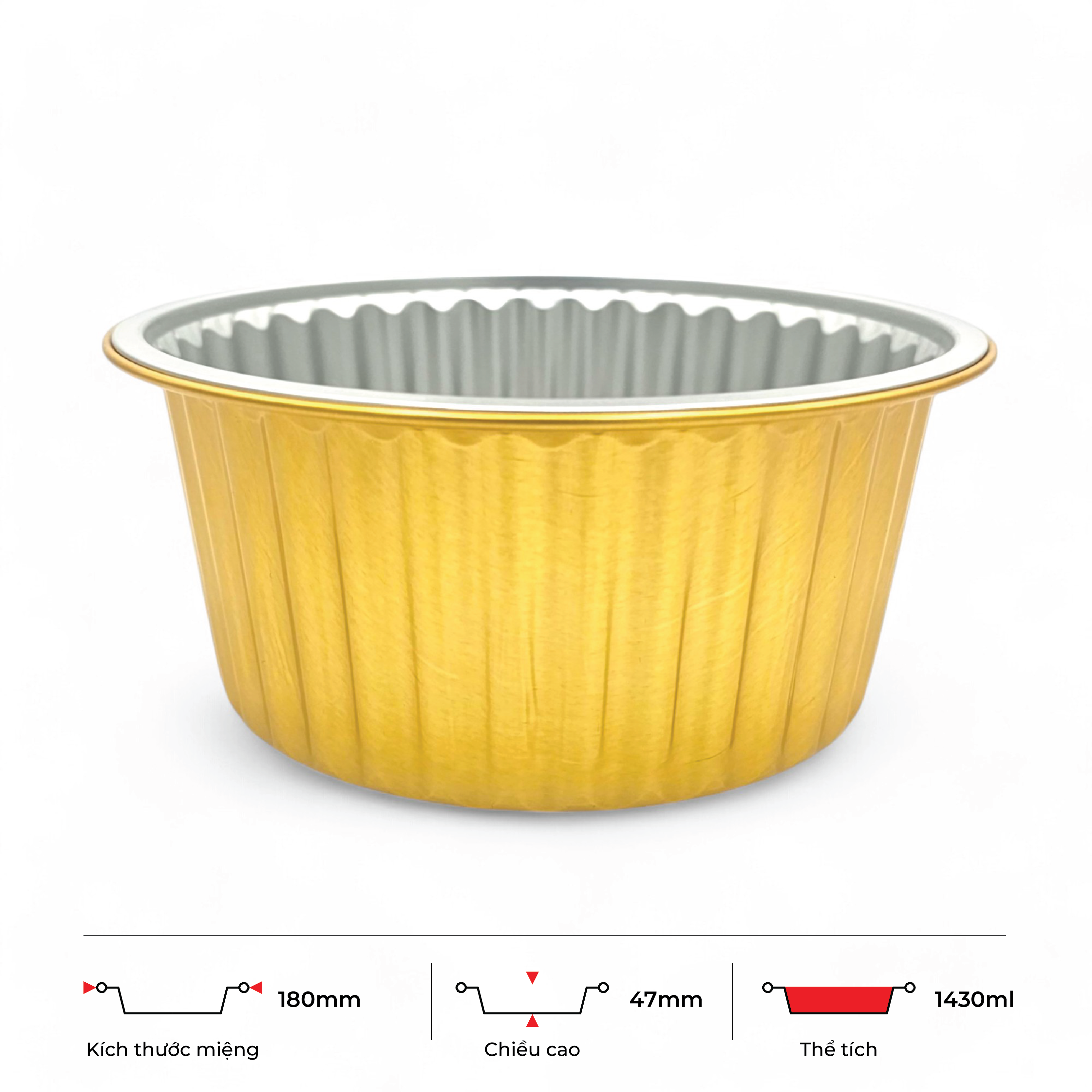 Khay nhôm tròn cao cấp 1430ml