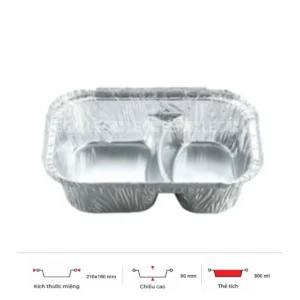 Khay nhôm đựng cơm 2 ngăn 800ml