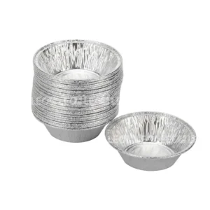 Nhiều khay nhôm tròn 40ml xếp chồng thể hiện thiết kế lòng khay từ LEO Aluminium Packaging
