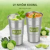 Ảnh minh họa thực tế ly nhôm 600ml đựng nước trái cây đi picnic